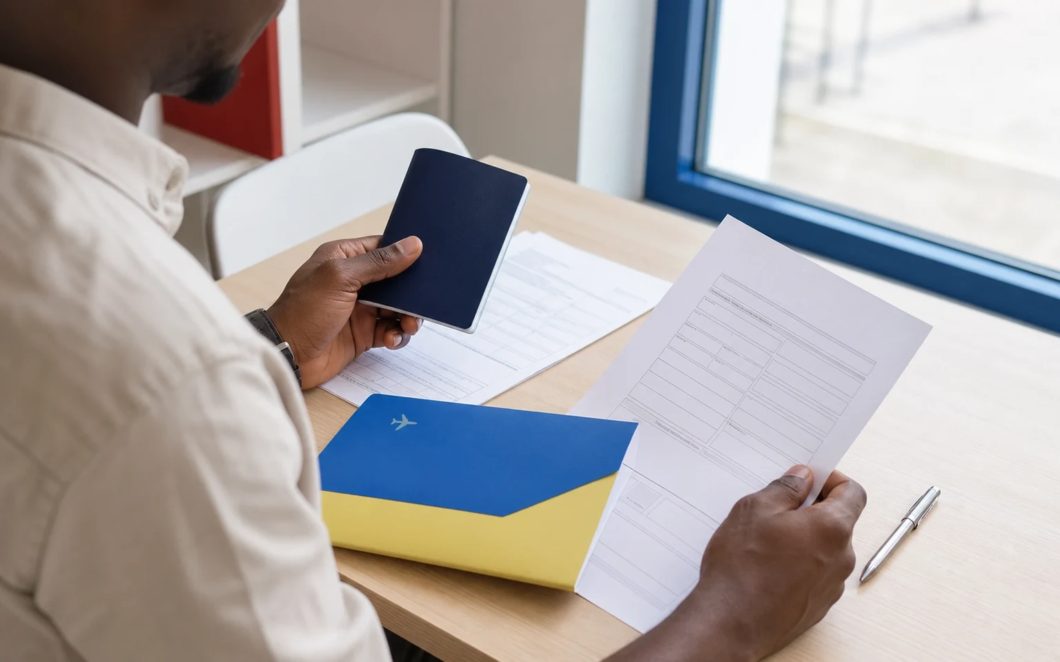 Passport and travel documents for a DRC visa application