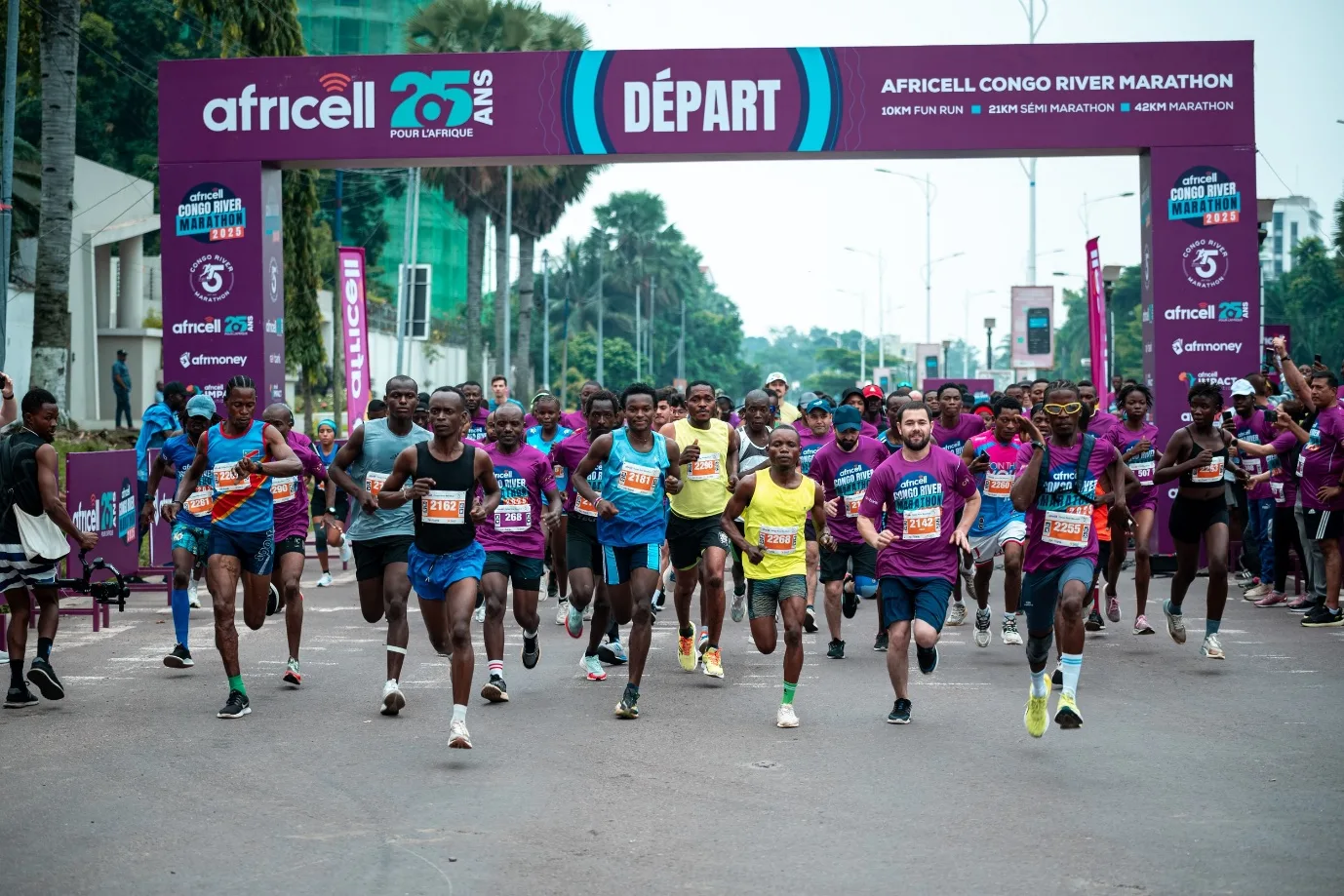 Congo River Marathon runners starting a city race in Kinshasa